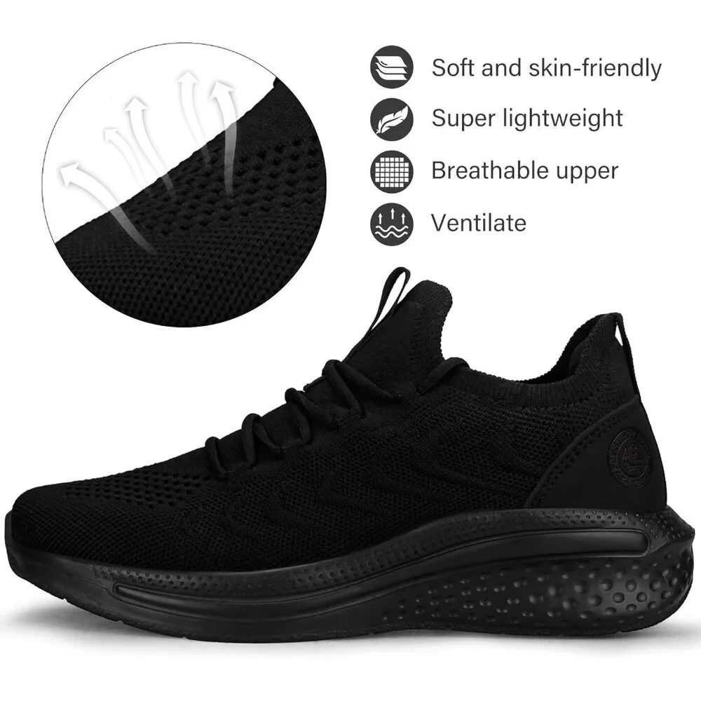 Women's All Black Non Slip Lightweight Breathable Soft Running Mesh Sneakers